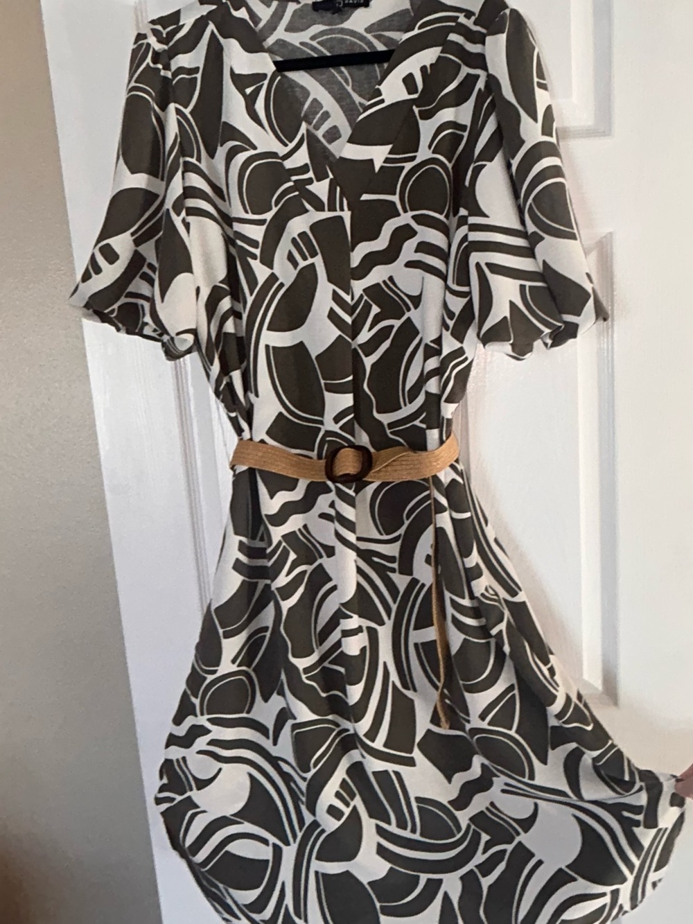 Fred David Abstract Print Faux Wrap Midi Dress